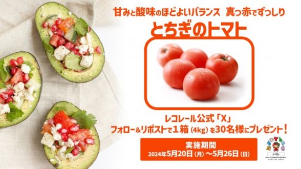 フォロー＆リポストしてくれた方の中から抽選で30名様に、栃木県産のおいしいトマト? をプレゼント！