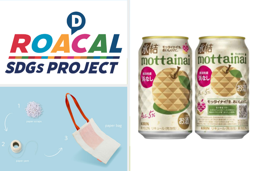 使った油が歩道になる？ / キャンパスノートからできたトートバッグ / 廃棄フルーツを使った「氷結」