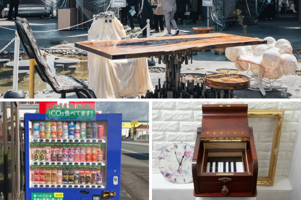 関西万博に設置された廃材でできた家具 / 「CO2を食べる自販機」設置 / 不要なピアノがメモリアルBOXに