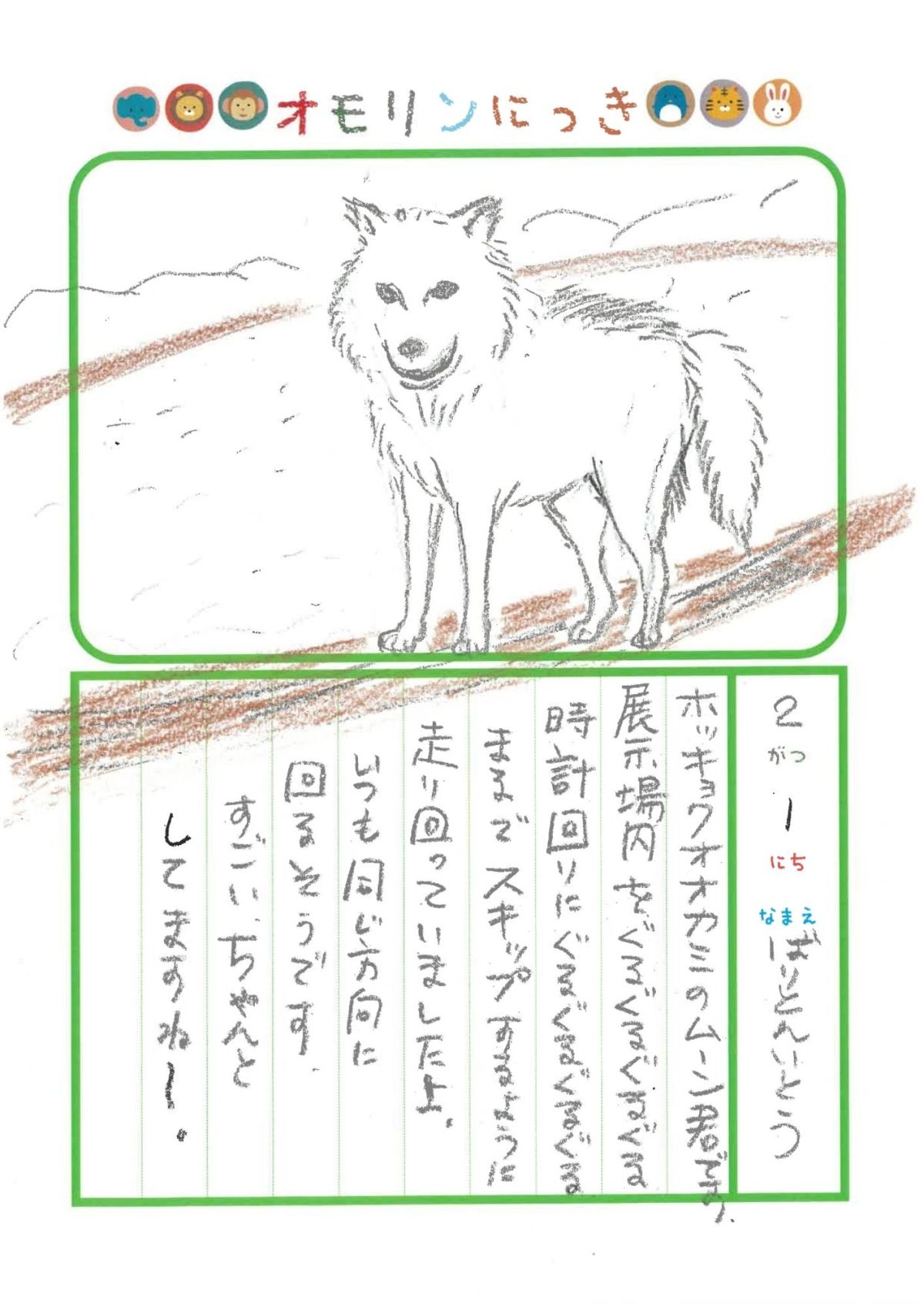 2026年2月1日「ホッキョクオオカミさんをみできましたよ」