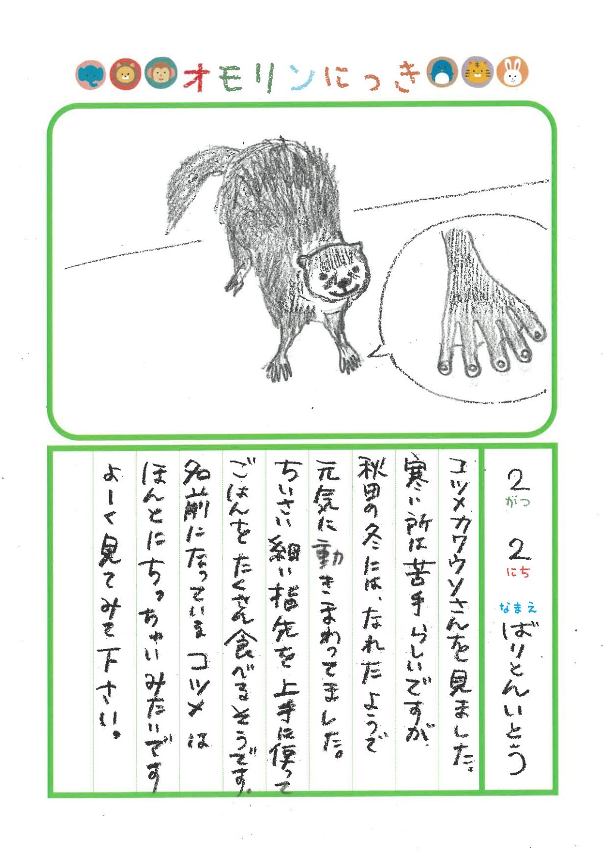 2025年2月2日「コツメカワウソさんをみできましたよ」