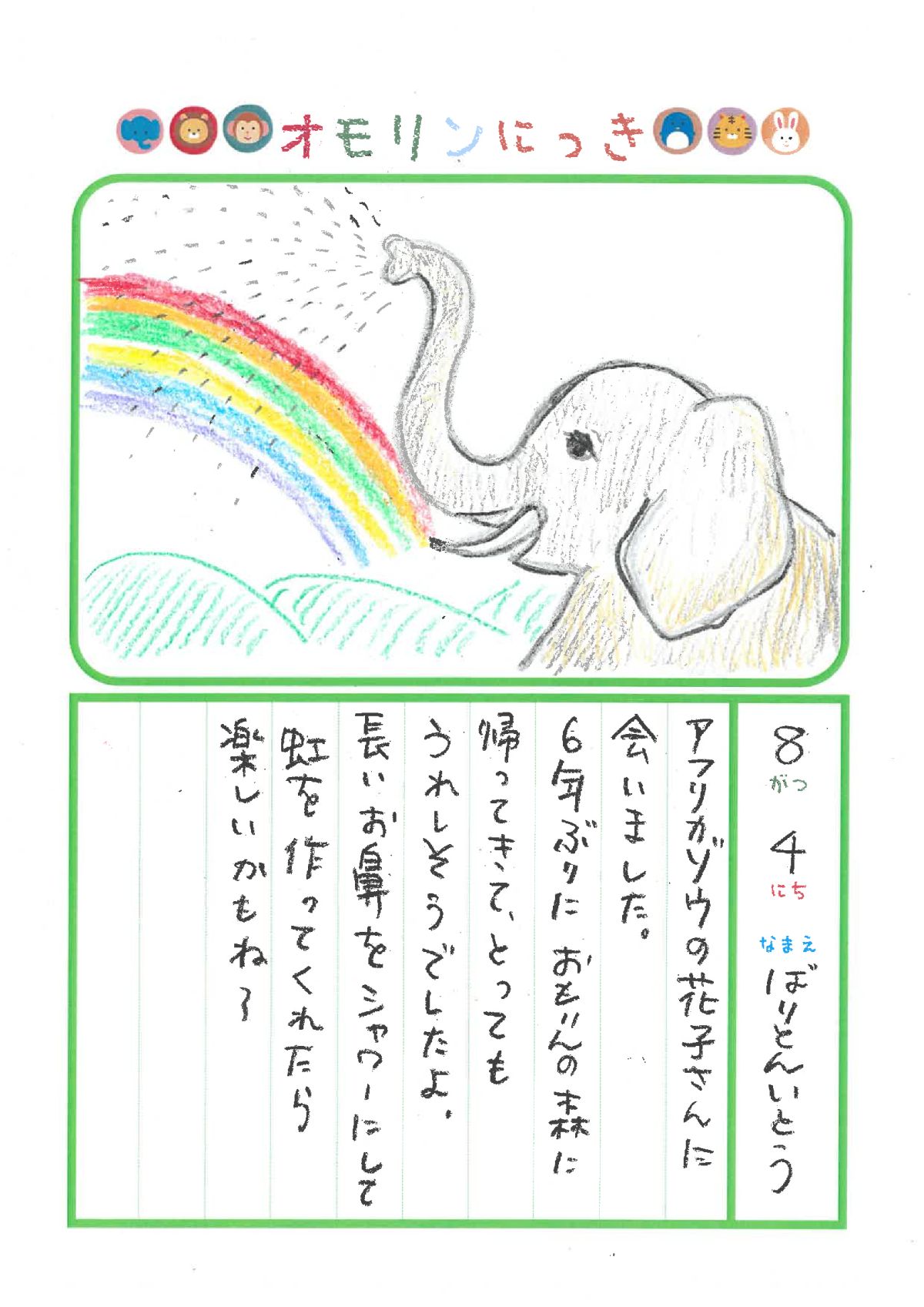 2024年8月4日「ゾウさんをみできましたよ」