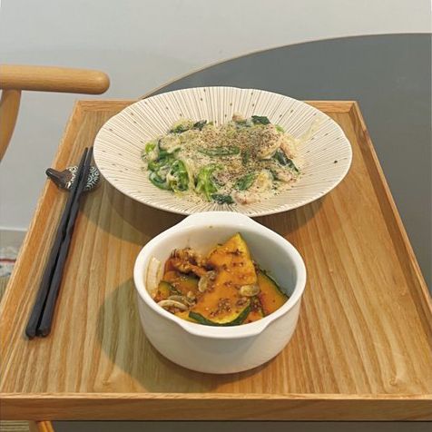 簡単ほうれん草とチキンのクリーム煮、カボチャと新玉ねぎのバルサミコマリネ（2022年4月1日（金）放送）