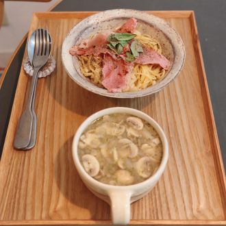 焼き生ハムとマッシュルームのパスタ、マッシュルームのスープ（2024年6/7（金）放送）