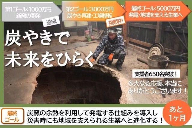 「能登半島地震で全壊した炭やき窯を新たなかたちで再建させたい！」